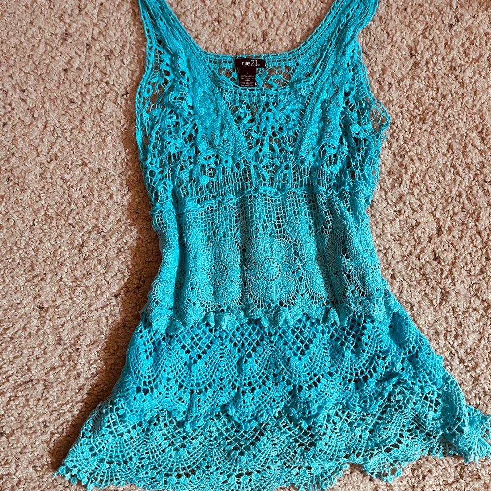 Rue21 Turquoise Lace Tank Top